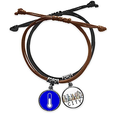 Bracelet corde bleu ajustable résistant avec carré de mise en garde et cuir Sidi durable