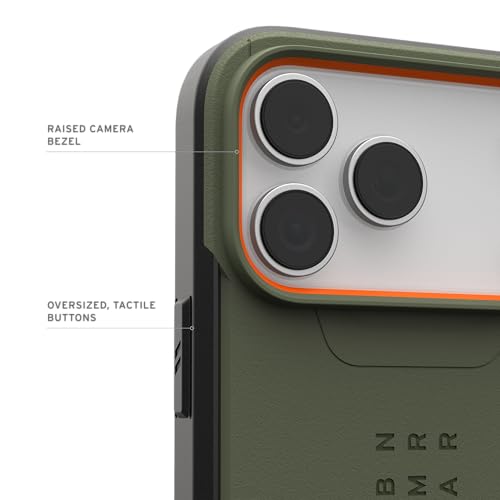 Image of Urban Armor Gear UAG Civilian Magnetic Compatible, Rugged Slim Sleek Shockproof Anti-Slip Military Grade Protective Case /Cover Designed for iPhone 17 Pro Max - Olive /Orange