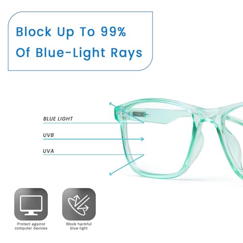 Image of UV Protection Glasses Blue Cut Blocking Harmful Rays Glasses for Men & Women Zero Power Computer Specs Eye Protection Lightweight Frame with Case & Cleaning Cloth