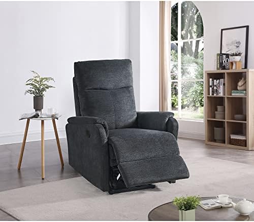 Jmaxo Power Breathable Fabric Chair USB Ports Electric Home Theater Seating Recliners for Small Spaces Living Room Bedroom，Dark Grey