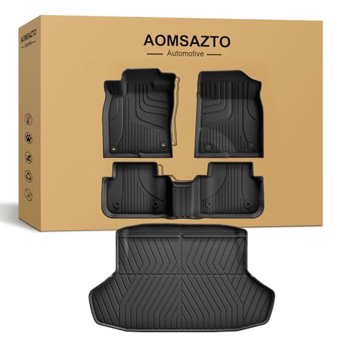 Floor Mats & Cargo Mat for Honda Civic Sedan 2022-2026 (Fits Rear Seats with or Without USB Ports) - All Weather TPE Car Floor Liners 1st & 2nd Row & Trunk Liner(Not for Hybrid/Hatchback)