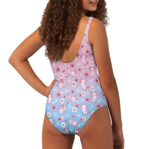 Image of One Piece Bathing Suit for Girl Kids Cute Beach Sport Swimwear U Back Scoop Neck Summer Swimming Pool Beachwear