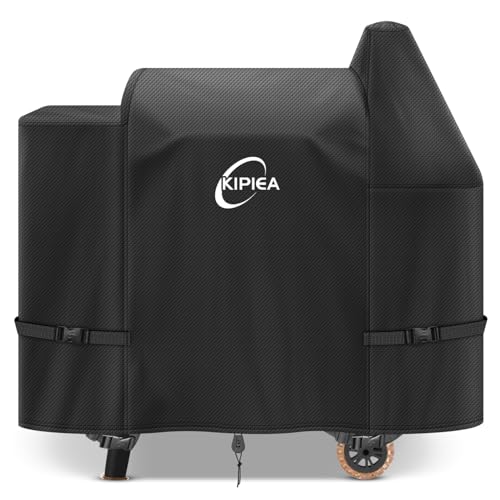 Kipiea 600D Heavy Duty Pellet Grill Cover for Pit Boss 820 & Pro 850 Series, Compatible with Z Grills 1000, Waterproof Wood Pellet Smoker Cover with Windproof Buckles, UV Resistant, No Tear, No Fading