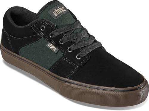 Image of Etnies Barge LS - Classic Skate Look, Slim Vulcanized Silhoutte, Hefty Armored Collar, Reinforced Vulc - Black /Brown /Green - 7.5