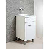 Produzione Italiana ellemmeci Mobile lavatoio 45x50 Bianco con Vasca in Ceramica
