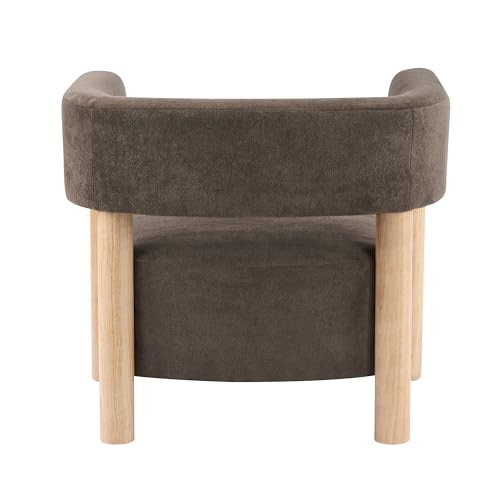 Christopher Knight Home Carly Low Profile Accent Chair, Boucle Upholstered Barrel Chair, Comfy Reading Chair for Bedroom, Wooden Single Lounge Sofa, Dark Brown by Christopher Knight Home - Used condition - Image 7
