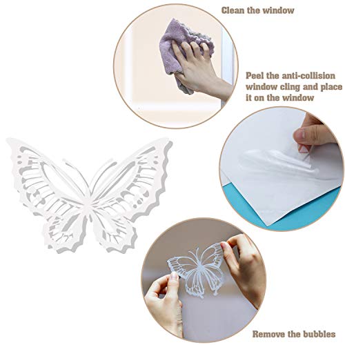 Outus 24 stuks raamstickers voor vogelstakingen, anti-botsing, raamstickers, slagpreventie, glazen deurstickers om vogelaanvallen op glas te redden en te beschermen (vlinderstijl)