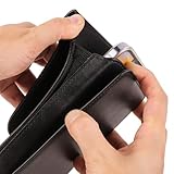 Handy Gürteltasche Herren Leder Schwarz, Handytasache für Gürtel, Universal Leder Handytasche Halterung Herrengürtel Tasche Vertical Flip Cover Telefon Bauchtasche Schutztasche mit Gürtelschlaufe