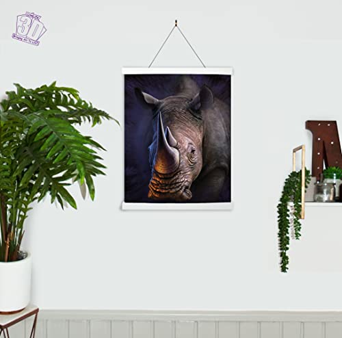 3D Livelife Lenticular Wall Art Prints - White Rhino From Deluxebase. Unframed 3D Safari Animal Poster. Perfect Wall Decor. Original Artwork Licensed From Renowned Artist, Jerry Lofaro #TOP4