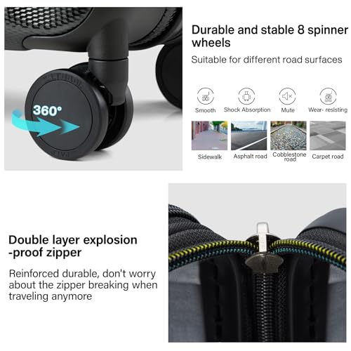 Image of Hanke Expandable Hard Shell Luggage Sets 2 piece Carry on Luggage with Wheels Suitcases Lightweight Checked Travel Luggage Rolling Large Suitcase Travel Luggage Bag Woman Men 20 /29 Inch(Jet Black)