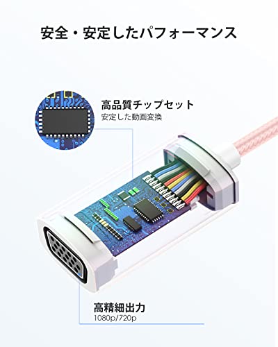 undefined LENTION USB C to VGA変換アダプター CB-CU606 15cm FHD1080P対応 usb type c MacBook Pro Air、iPhone 15/16 Plus Pro Max、iPad Pro Air、Surface Pro Goなど対応 (ローズゴールド) の商品画像 4