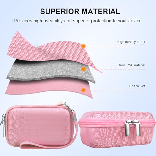 Image of Elonbo Camera Case for Panasonic LUMIX ZS99 / TZ99 / ZS80 / ZS70 / ZS300 / ZS200 / ZS100 / LX10 Point and Shoot Camera. Panasonic LUMIX Digital Camera Carrying Case. with Mesh Pocket fits Battery, Pink