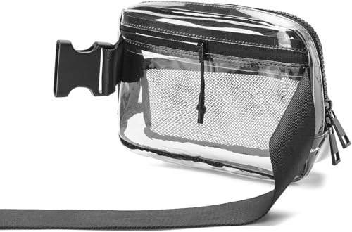Image of Clear Belt Bag Stadium Approved for Women Men - Fanny Pack With Adjustable Strap, Crossbody Waist Bag for Concerts, Sports, Travelling, Hiking, Running (Black-2)