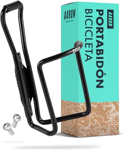 AARON Portabotellas bicicleta Classic soporte para bebidas estable y ligero de aluminio soporte para botellas adecuado para bicicleta eléctrica bicicleta de trekking bicicleta de carreras en negro