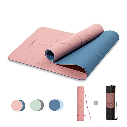 Herui Technology HERUI Yoga Mat Alignment Lines Anti-Slip Exercise Mat with Carrying Bag Fitness Mat for Pilates 72L x 24W x 0.24â Thickness for Woman Man Beginners