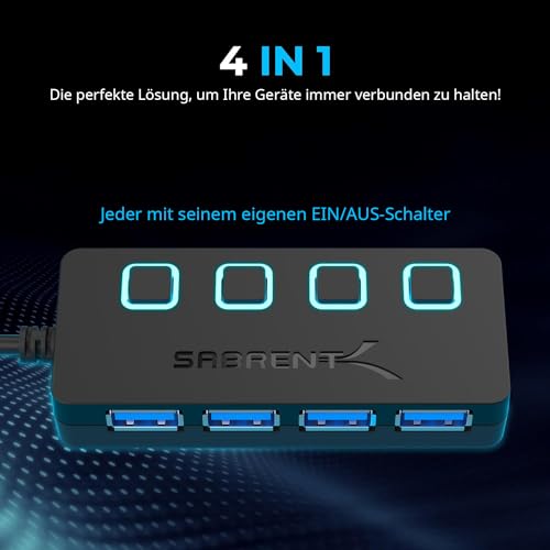 USB-Hub mit Netzteil Sabrent 4-Port USB 3.0 Hub HB-UMP3