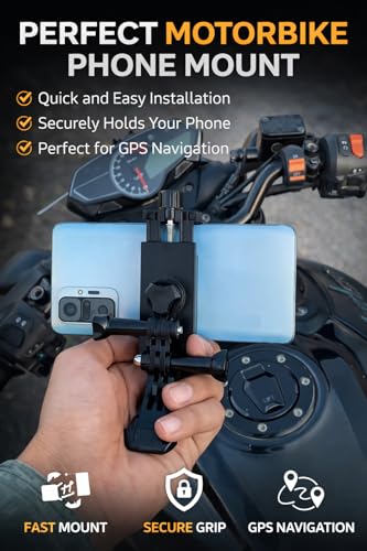 Image of 2-in-1 Bike Phone Mount & Helmet Camera Kit - Anti-Vibration Handlebar Holder & Curved 3M Chin Mount for POV Video - Compatible with iPhone, GoPro Hero 14 /13, Insta360 & DJI Action (Black)