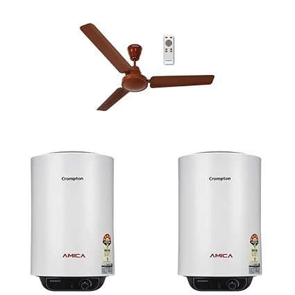Crompton Energion HS 1200 mm (48 inch) Energy Efficient 5 Star Rated BLDC Ceiling Fan(Brown) & 15-L 5 Star Rated Storage Water Heater(White) & 25-L 5 Star Rated Storage Water Heater(White)