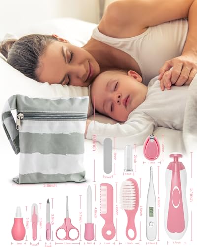 OTTOLIVES Baby Healthcare and Grooming Kit, 24 in 1 Baby Electric Nail Trimmer Set Newborn Nursery Health Care Set for Newborn Infant Toddlers Baby Boys Girls Kids Haircut Tools (0-3 Years+) (Pink) - Thumbnail 7