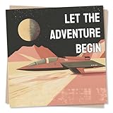 Cool Safe Travels or New Chapter Card For Friend or Loved One - Let The Adventure Begin - Planes, Planets, Spaceship - For Men, Women, Bestie, Family, Child, Grandchild