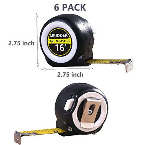 Abudder Tape Measure,6 Pack Bulk Measuring Tape Retractable With Fractions,Measurement Tape 16 Ft thumb #2