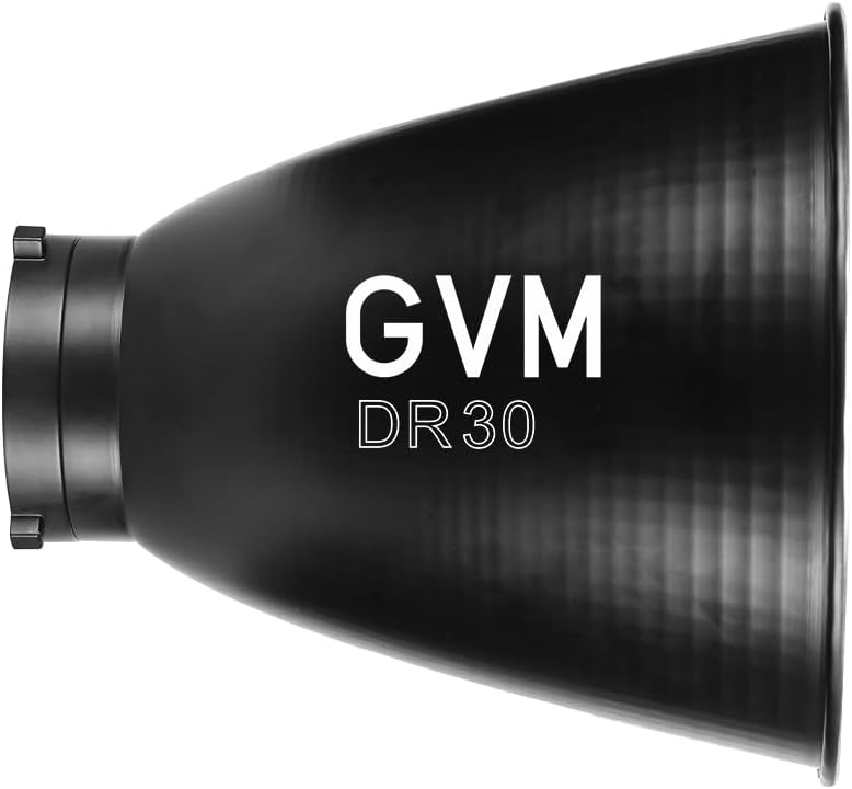 GVM 30° Standard Reflector with Carry Bag, Bowens Reflector for LED Video Lights, Compatible with GVM 1200B AIO and Bowens Mount, Aluminum Reflector for Portrait, Video & Studio Photography