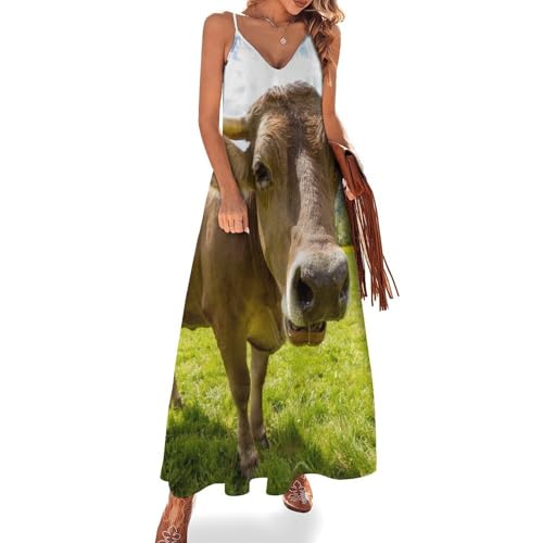 Robe longue vache pour femme d'été maxi sans manches idéale pour vos vacances