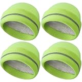 Suhine 4 Pack Men Hi Vis Winter Safety Hats Fleece Lined High Visibility Beanies with Reflective Stripes Hats for Outdoor(Neon Yellow)