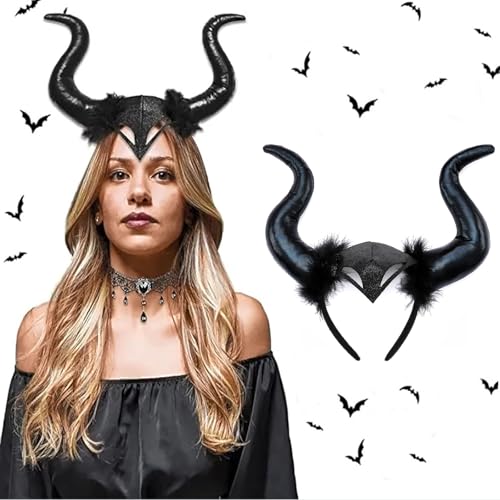 Soochat Devil Horn Headband Demon headband Horns Headpiece Halloween Cosplay Party Photo Props Headband Costume Accessory