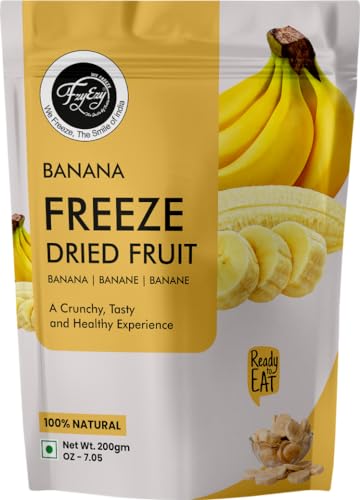 FZYEZY - FzyEzy Healthy Premium Freeze-Dried Banana Fruit Slices | Pantry Groceries Dehydrated Perfect for Snacking, Baking, Smoothie, Juice, Cake, Ice cream, Cereal | Promotes Good Digestive Health | Ideal Slices for Kids & Adults (Banana Slice | 200 gm)