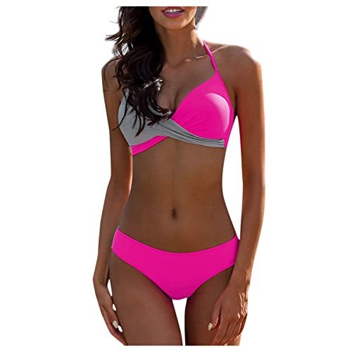 Bikinis Mujer 2025 Brasileño Talla Grande Bikini Push Up Reductor con Relleno Sexy Bañadores Mujer Tanga Deportivo Dos Piezas Top Swimsuits for Women Rosa L
