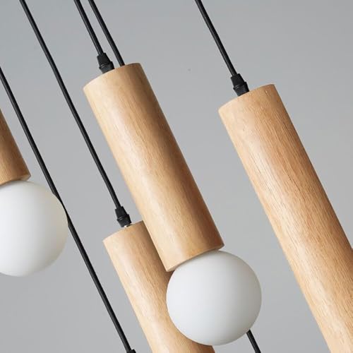 Lámpara de madera industrial para techos bajos con luz difusa 2