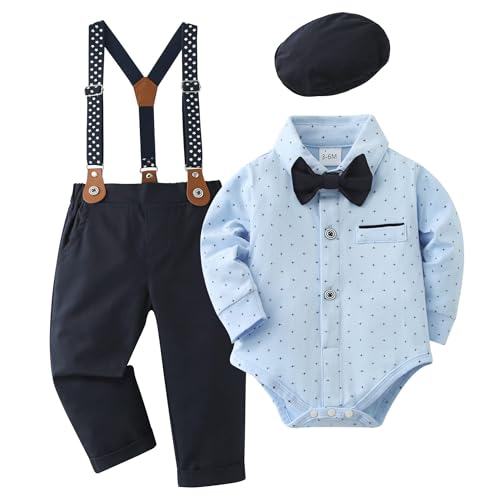 SANMIO Baby Jungen Bekleidung Set, 4pcs Gentlemen Romper Outfits +...