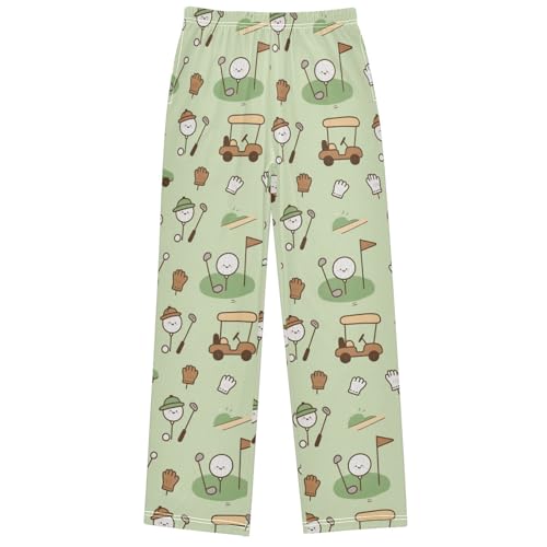 Boy's Pants Golf Pattern Jogger Pants Elastic Waist Long Bottoms Trousers with Pockets 6-14 Years