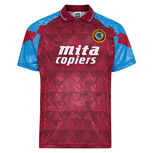 Score Draw Aston Villa 1990 Retro Football Shirt Red Large Polyester