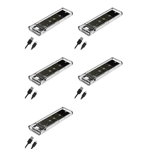 Boîtier SSD double protocole SATA M.2 NGFF USB-C 10 Gbit/s transparent en lot de 5