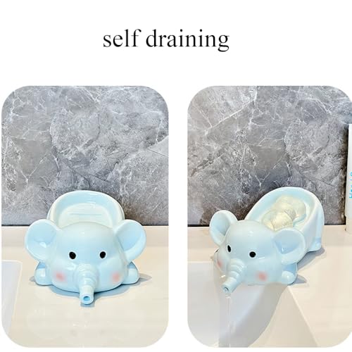 Porte-savon éléphant en céramique émaillée avec évacuation d'eau intégrée