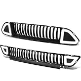 Auto Dynasty LED DRL Triangle Style Vertical Fence Front Upper + Lower Bumper Grille Compatible with Ford Mustang 15-17