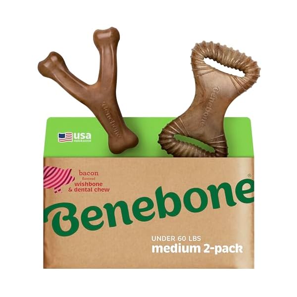   Benebone-2-pack-WishboneDental-Durable-Dog-Chew-Toys-Dog-Toys-for-Aggressive-Chewers-Real-Bacon-Made-in-USA-Medium