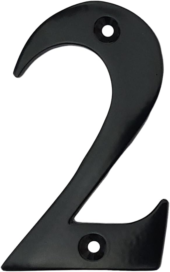 Doris 3-Inch Brass Metal Letters Mailbox Decor Address Signs For Houses Outdoor Wall Decor Mailbox Numbers House Address Numbers For Outside Address Sign for Door Numbers (Number 2, Satin Black)