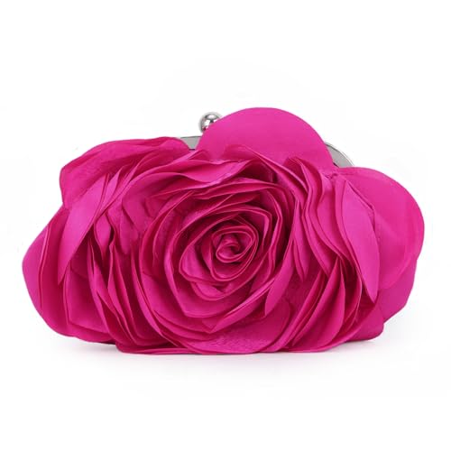 Fecialy Sac de soirée pour Femmes Pochette en Satin Floral avec chaîne Sac à Main de fête à Motif de Roses
