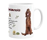 Merchandise for Fans Becher aus Keramik - 330 ml Motiv: Irish Setter sitzend mit Spruch Eigentumsrechte (60)
