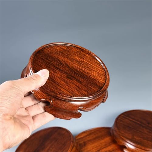 Pedestal redondo de bonsái con base de madera tallada antiarañazos 4