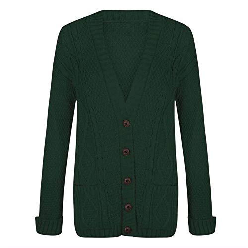 WearAll Cardigan en tricot torsadé à manches longues pour femme Tailles 36 à 42, vert bouteille, 36-38
