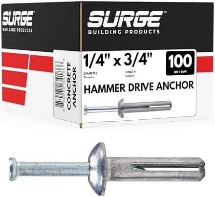 Bucha de Fixação Para Concreto com Cabeça de Martelo de 1/4" X 3/...
