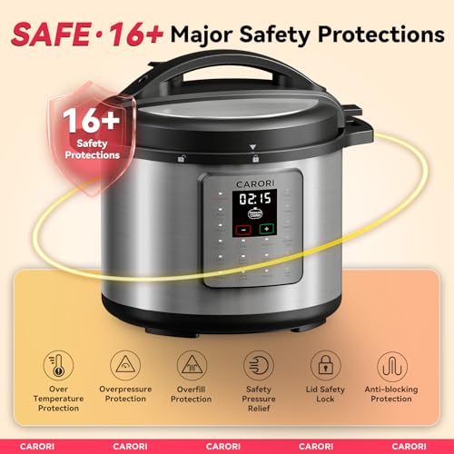Image of 1200W 12-in-1 Electric Pressure Cooker 8Qt, Stainless Steel Pressure Cooker, Slow Cook Rice Cooker Steamer Saute, Yogurt Maker, Warmer & Sterilizer with Recipe, Safer Venting Design, Sliver