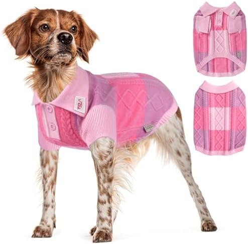 Pullover Dog Sweater,Half Chest Lapel Design Pet Sweaters for Dogs Boys or Girls,Pet Knitted Dog Clothes,Pet Clothing,Suitable for Various Sizes or Breeds Dogs Sweaters(Pink Group,XS)