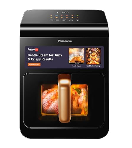 Panasonic Air Fryer NF-CC600, 1450W, 6 liters, Gentle steam, Viewing window, Top & Bottom heating, LED touch panel with 11 preset menu - Black & Blue