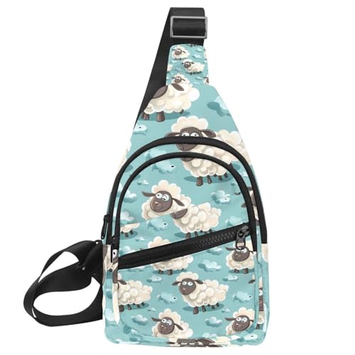 Mochila cruzada deportiva con oveja blanca para correr y viajar