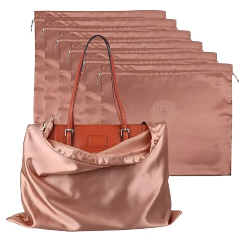 Image of Silk Dust Bag for Handbag, Purses, Shoes, Boots - Silk Drawstring Dustproof Storage Pouch, Reusable and Travel Organizers (6, Pink, 16in x 20in)